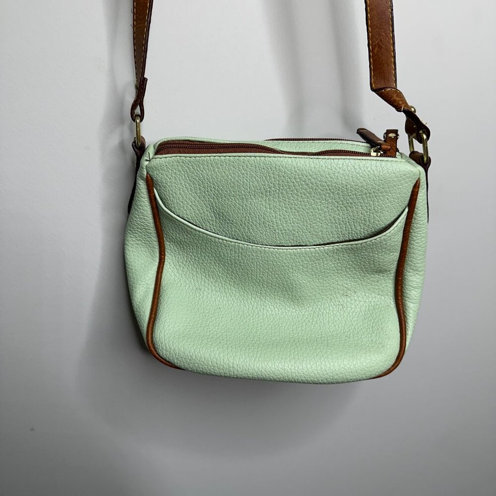 b.o.c. Crossbody Medium Shoulder Bag Soft Leather Light Green / Brown - Picture 3 of 7
